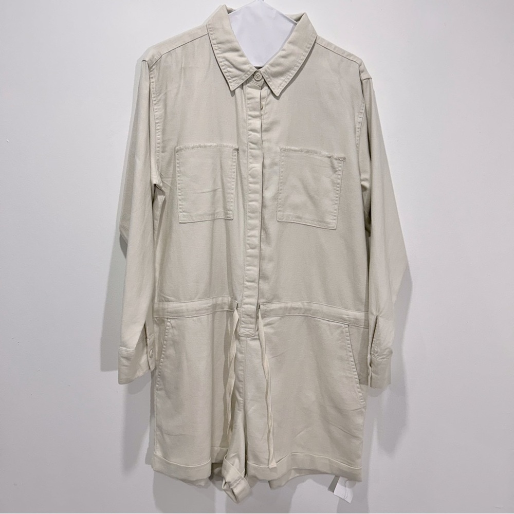 AERIE Cream White Long Sleeves Romper Shorts in Women's Size Medium